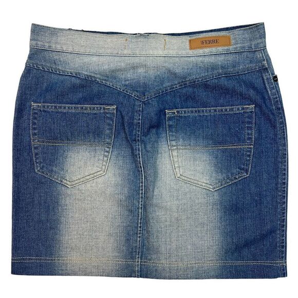 Vintage GF FERRE Women US 28 Denim Pencil Washed Jean Skirt  Classic Casual Look - Picture 8 of 14